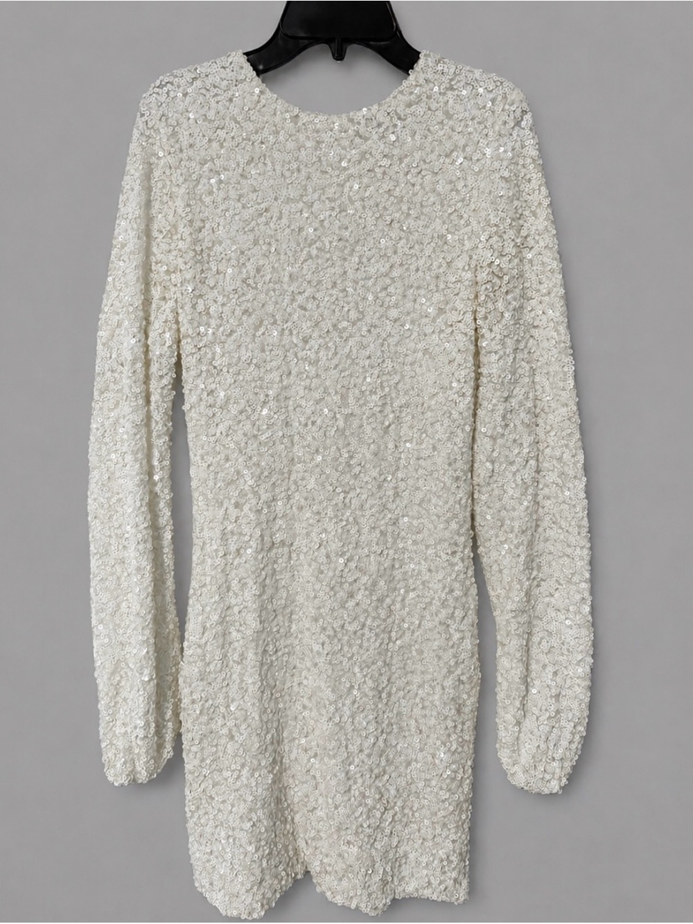Rosedress size Medium Sequin Long Sleeve Mini Dress in Ivory Homecoming, banquet